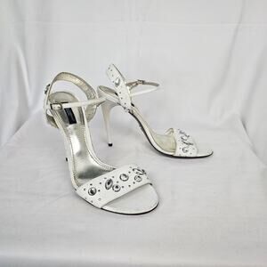 DOLCE & GABBANA Crystal Embellished White Heels EU 40 Italy Luxury Designer